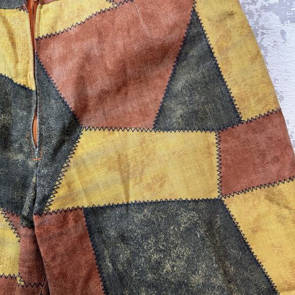 VTG Patchwork Plaid Wide Leg Bell Bottom Pants Groovy Hippy Retro *READ* - Picture 15 of 16